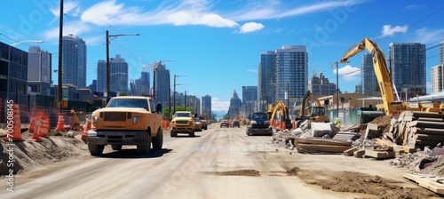 City highway construction project. Generative AI technology.