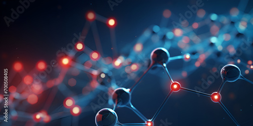 Molecular connection of DNA ,Molecule background with high dynamic light ,Blockchain network with interconnected nodes and data transactions generative AI