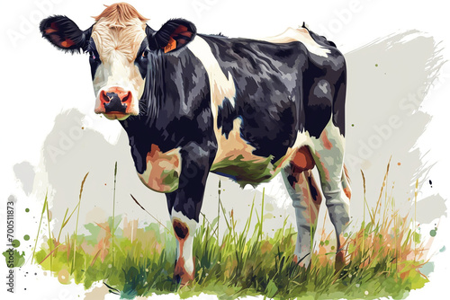 illustration design of a racing cow in painting style