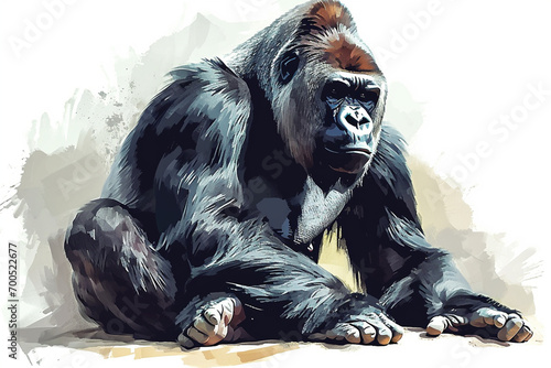 illustration design of a painting style gorilla
