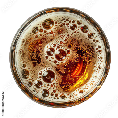 Craft Beer Pint Top View Isolated on Transparent or White Background, PNG