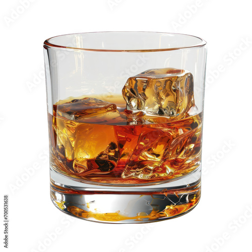 Whiskey Glass Isolated on Transparent or White Background, PNG