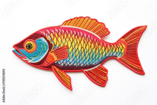 fish embroidered patch on white