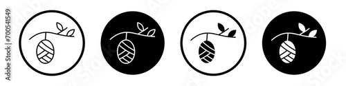 Cocoon icon set. butterfly silkworm vector symbol. caterpillar metamorphosis sign in black filled and outlined style.