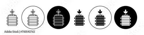 Composter vector icon set. Food compost bin container symbol suitable for apps and websites UI designs.