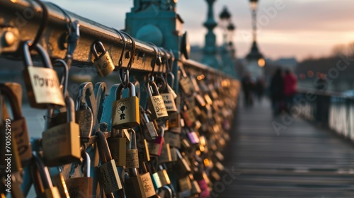 Love Locks Bridge, bridge with lock attached from couple