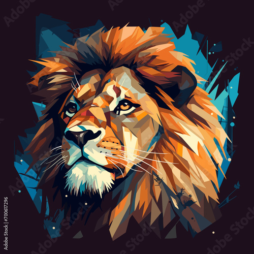 Majestic minimalist lion vector illustration.