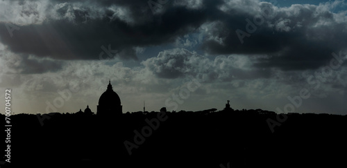 Dramatic skyline from Pincio with Saint Peter dome - Rome