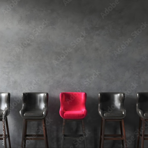 The red chair stands out from the crowd. Business concept