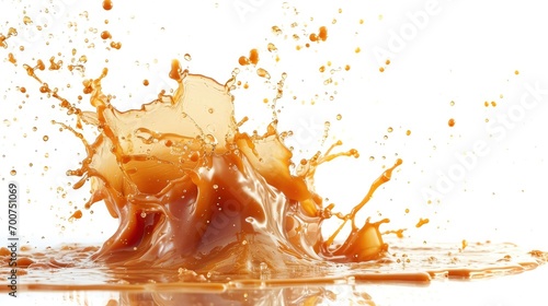 Delicious caramel splashes isolated on white background, cut out