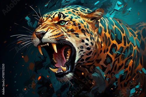 3D cartoon illustration, a beautiful jacksonville jaguar in teal and gold