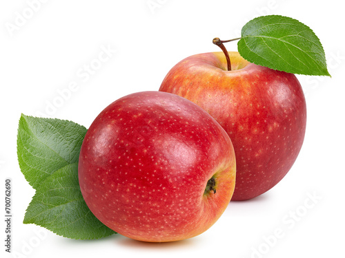 Red apple fruits isolated on white background