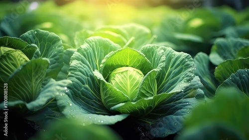cabbage organic growing on field plant, agriculture