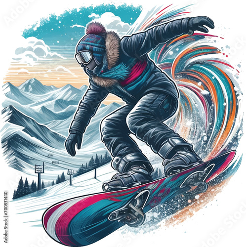 person play snowboard illustration vector