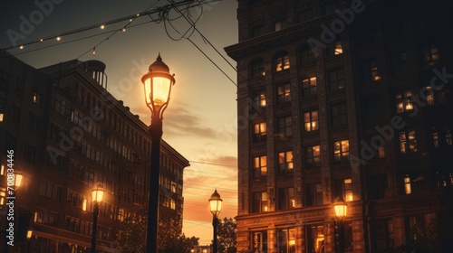 Enchanting Twilight: Illuminated Skyscraper Embraces Nostalgic Cityscape