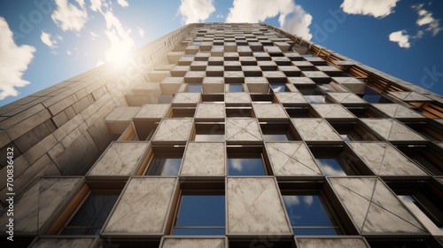 Architectural Marvel: Captivating Skyscraper with Mesmerizing Facade Patterns Showcasing Exquisite Textures and Materials