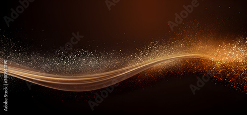 glowing gold silver and brown gradient dust abstract image with a curve line