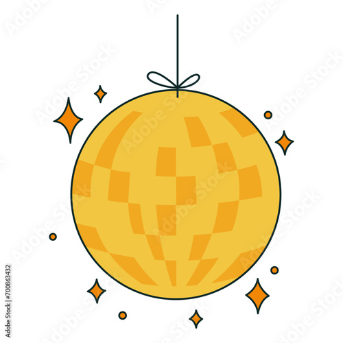 Glowing disco ball on white background