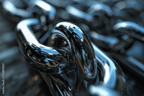 a multilink chain in black and white