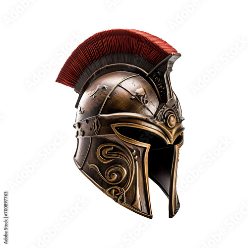 Ancient medieval knight helmet, vintage soldier armor isolated on transparent background, clipping path, png, 