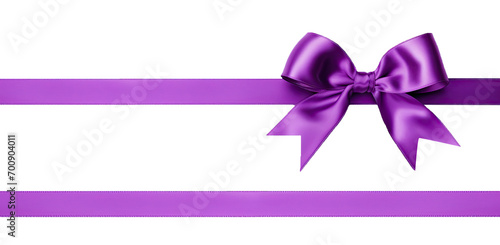 violet ribbon and bow on isolate transparency background, PNG