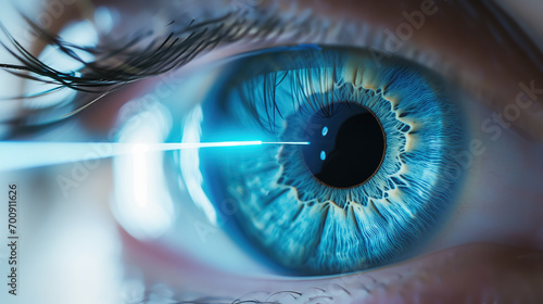 Close-up of eye in Lesik eye surgery for vision precision