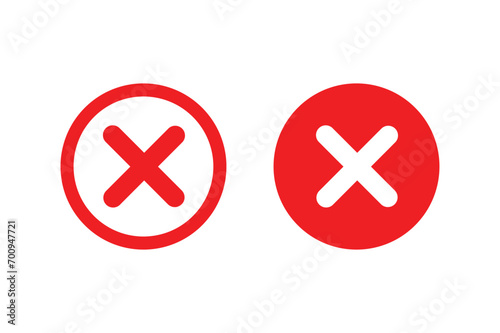 Cross sign element. red x icon circle