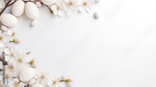 white flowers and easter egg frame