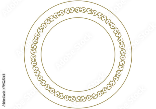Marco dorado y circular con temática floral.