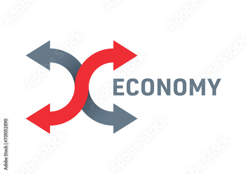 four way arrow sign and economy concept. finance, economy concept for business