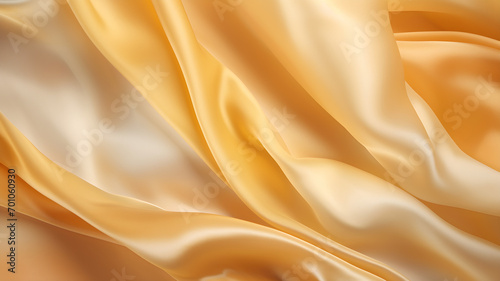 Pale golden silk, yellow and gold silky fabric, satin cloth, close-up picture of a piece of cloth, waves of fabric, fashion, luxury fabric, background texture, fabric texture,