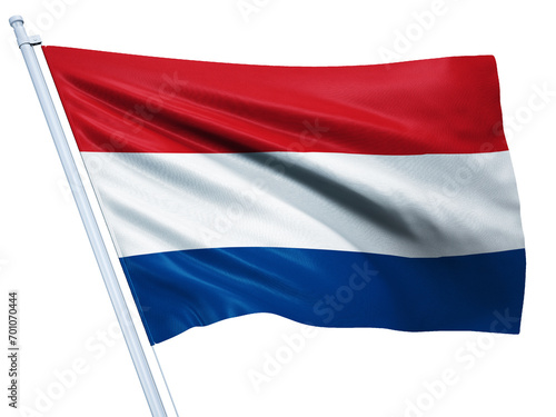 Netherlands national flag on white background.