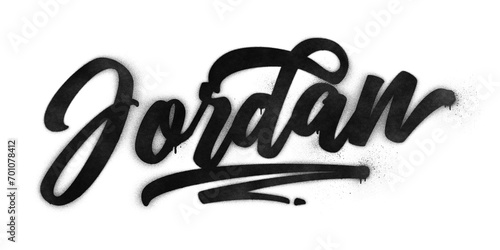 Jordan country name written in graffiti-style brush script lettering with spray paint effect isolated on transparent background