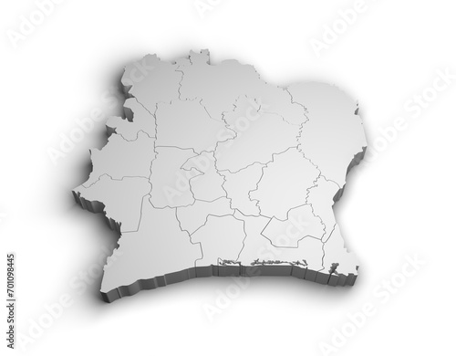 3d Côte d'Ivoire map illustration white background isolate