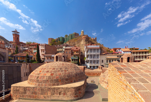 View of the historical old part of Tbilisi on a sunny day.