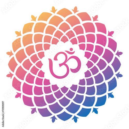 Om mandala design. colored Geometric circle design on White background. vector illustration