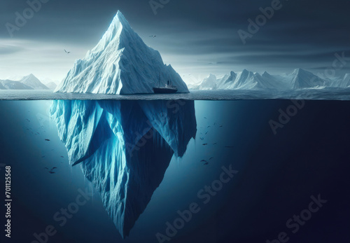 Iceberg. Hidden Danger And Global Warming Concept