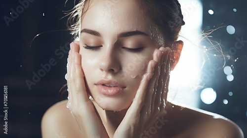 Refreshing Morning Skincare Routine. Generative ai