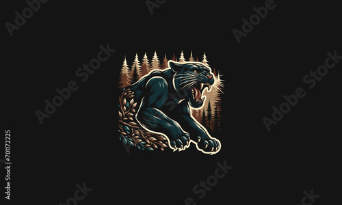 panther attack on forest vector illustration artwork design