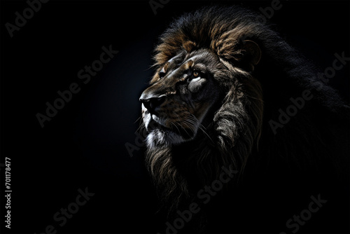 illustration of a lion in the dark