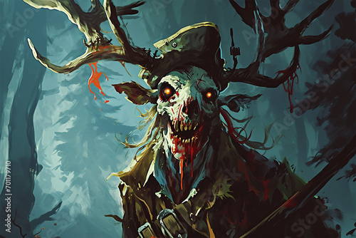 zombie deer pirate illustration