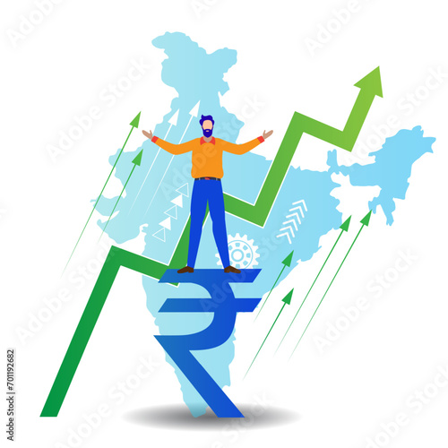indian economic growth, rupee growth concept vector
