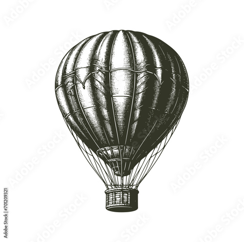 The Vintage hot air balloon. Vector illustration.