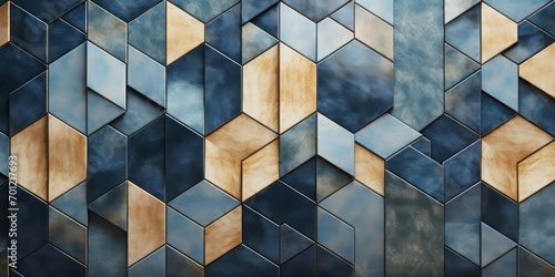 Geometric background featuring an intricate wall edging pattern. It draws inspiration from glazed surfaces and boasts a rustic texture, with a color palette ranging from cream to dark blue.