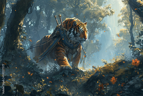 illustration of a forest guard tiger knight