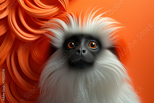 Tamarin icon, featuring a sleek and stylish Tamarin profile against a pale coral background. This design offers a modern and sophisticated touch, suitable for contemporary branding.