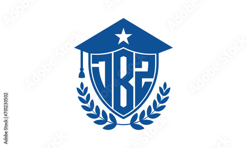 DBZ three letter iconic academic logo design vector template. monogram, abstract, school, college, university, graduation cap symbol logo, shield, model, institute, educational, coaching canter, tech