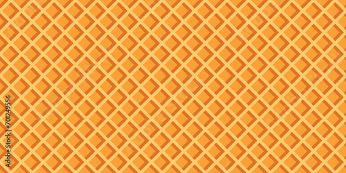 Seamless diagonal wafer pattern. Realistic wafer repeat horizontal background. Ice cream cone texture. Vector illustration