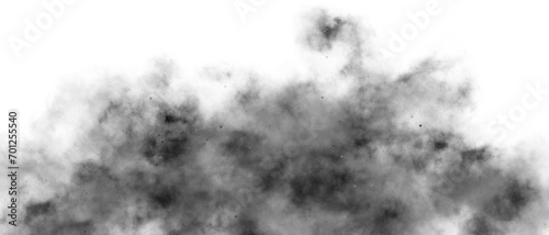 Dramatic black soft smoke effect on transparent background