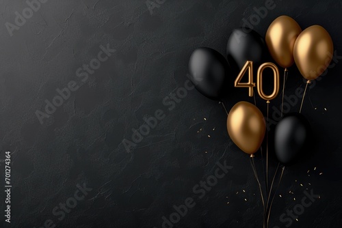 Elegant 40th Celebration with Gold and Black Balloons